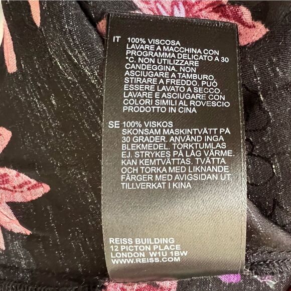 REISS Womens Leni Dark Floral Romantic Flutter Sleeve Midi Dress Black Size 8 - Picture 6 of 6